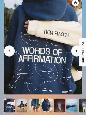 WORDS OF AFFIRMATION Navy Graphic Hoodie